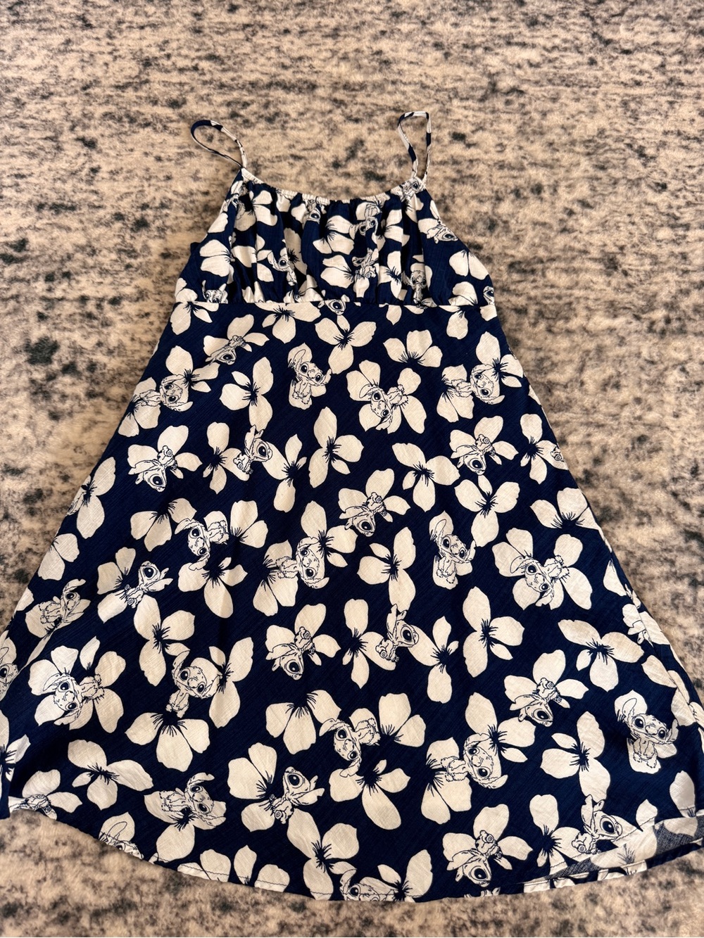 Primark Navy and White DISNEY STITCH Floral Print Spaghetti Strap Dress